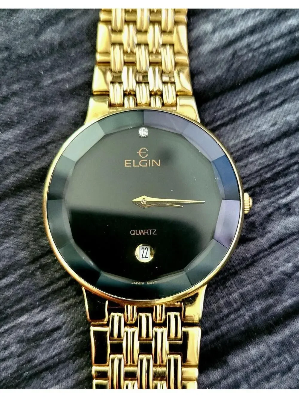 Rare Unisex Elgin‎ Diamond Dial Faceted Crystal Dress Watch